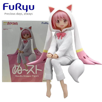 FuRyu Noodle Stopper Kaname Madoka Puella Magi Madoka Magica Kyubey Hoodie Anime Figure Prize Figure Toy Original Color Box