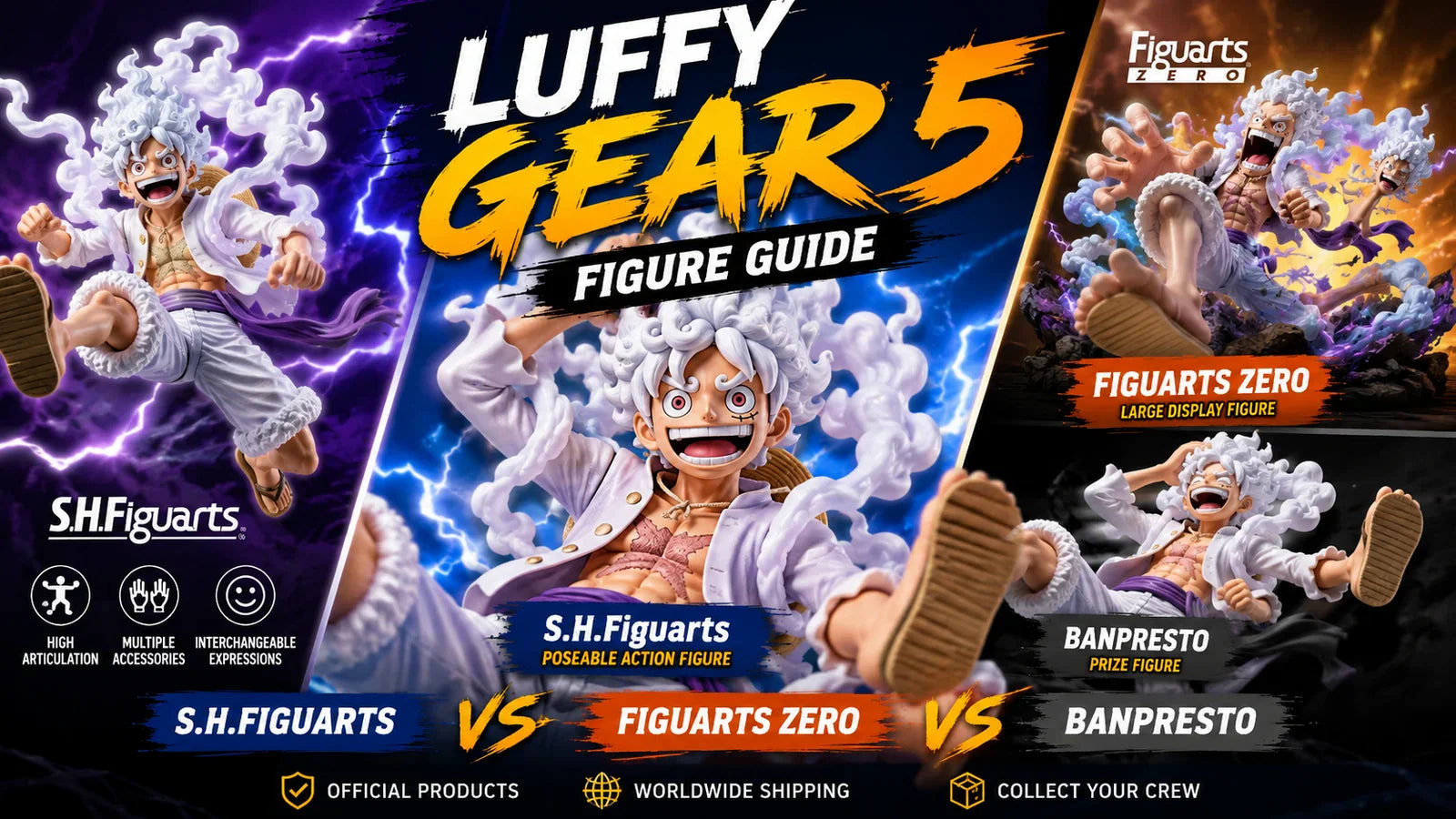 Luffy Gear 5 Figure Guide: S.H.Figuarts vs Figuarts ZERO vs Banpresto