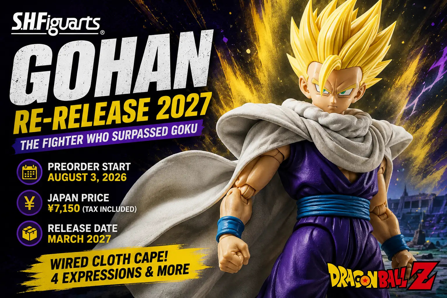 S.H.Figuarts Super Saiyan Gohan Re-Release 2027: Is the Wired Cloth Cape Worth It?