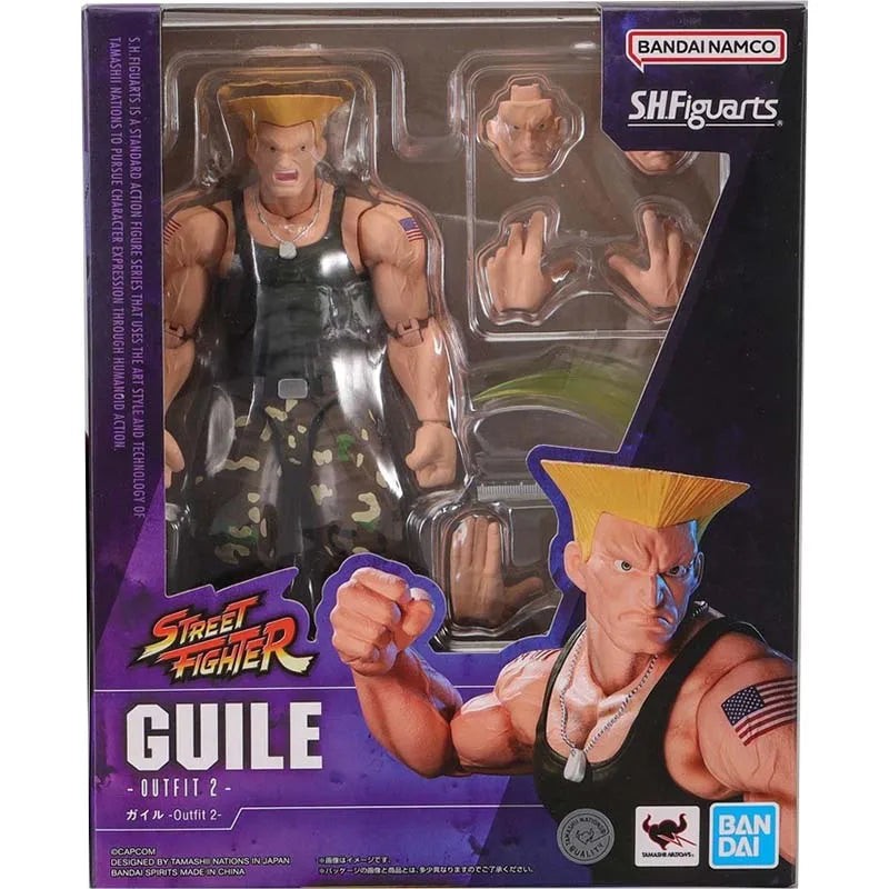 Bandai Street Fighter Anime Figure SHF Guile Outfit 2 Chun- lI RyuAction Figure Collectibles High Poseability Toys For Fans Gift