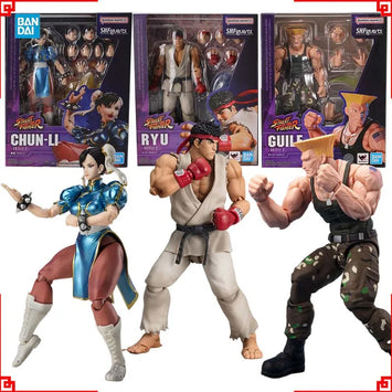 Bandai Street Fighter Anime Figure SHF Guile Outfit 2 Chun- lI RyuAction Figure Collectibles High Poseability Toys For Fans Gift